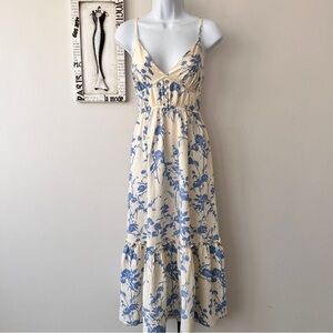 Midnight Sky Floral Print Midi Dress Size M